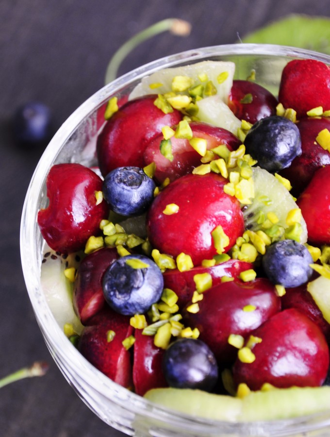 Antioxidant Fruit Salad Recipe with Cherries and Blueberries - Vegan Family Recipes