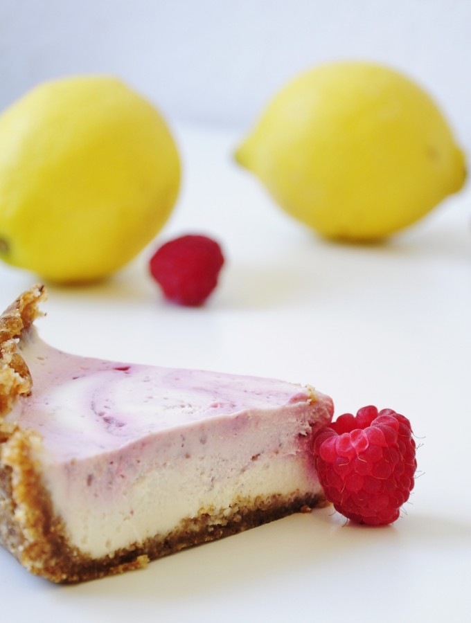 No Bake Lemon Pie Recipe with Raspberry Swirl - Vegan Family Recipes