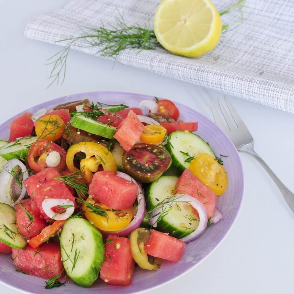 Watermelon & Heirloom Tomato Salad Vegan Family Recipes