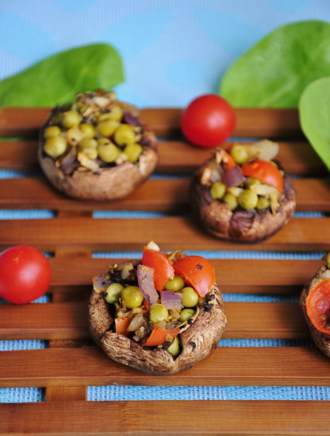 Pea and Garlic Stuffed Mushrooms Recipe - Vegan Family Recipes