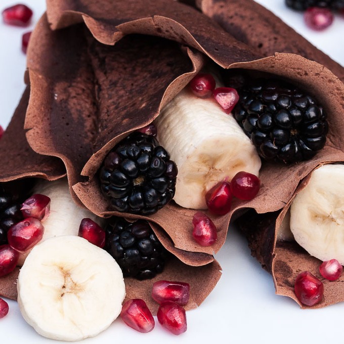 Easy Vegan Crepes Chocolate Recipe #breakfast #am #healthy