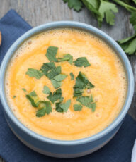 Curried Red Lentil and Pumpkin Soup with Coconut Milk, Cauliflower | VeganFamilyRecipes.com #vegan #glutenfree