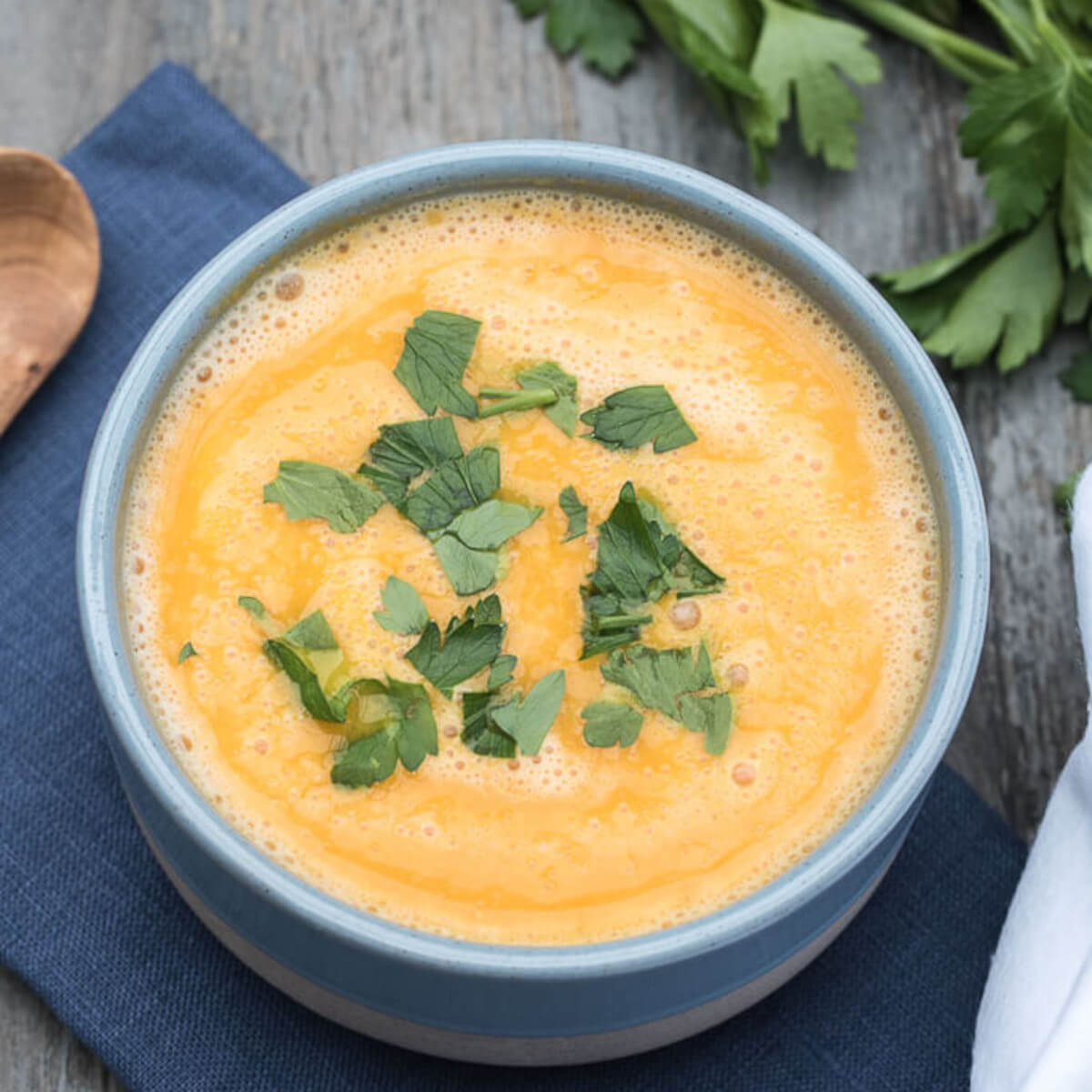 Curried Red Lentil and Pumpkin Soup with Coconut Milk, Cauliflower | VeganFamilyRecipes.com #vegan #glutenfree