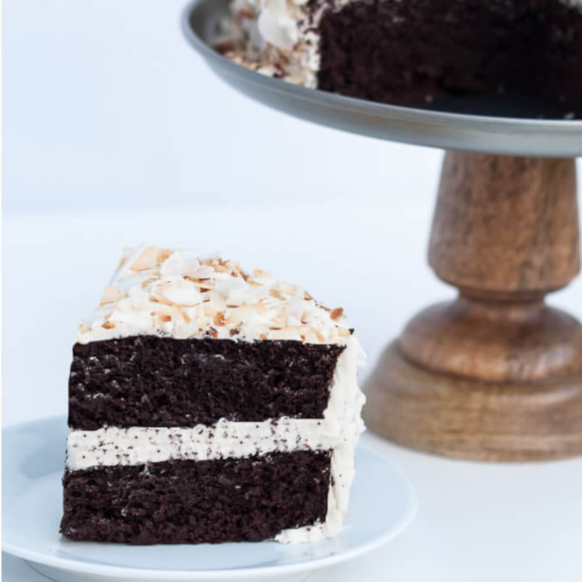 Vegan Coconut Chocolate Cake Recipe - VeganFamilyReipes.com #dairyfree #coconut oil