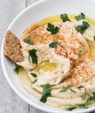 Cauliflower Hummus Recipe - creamy, gluten-free and no oil - Vegan Family Recipes - Veganfamilyrecipes.com